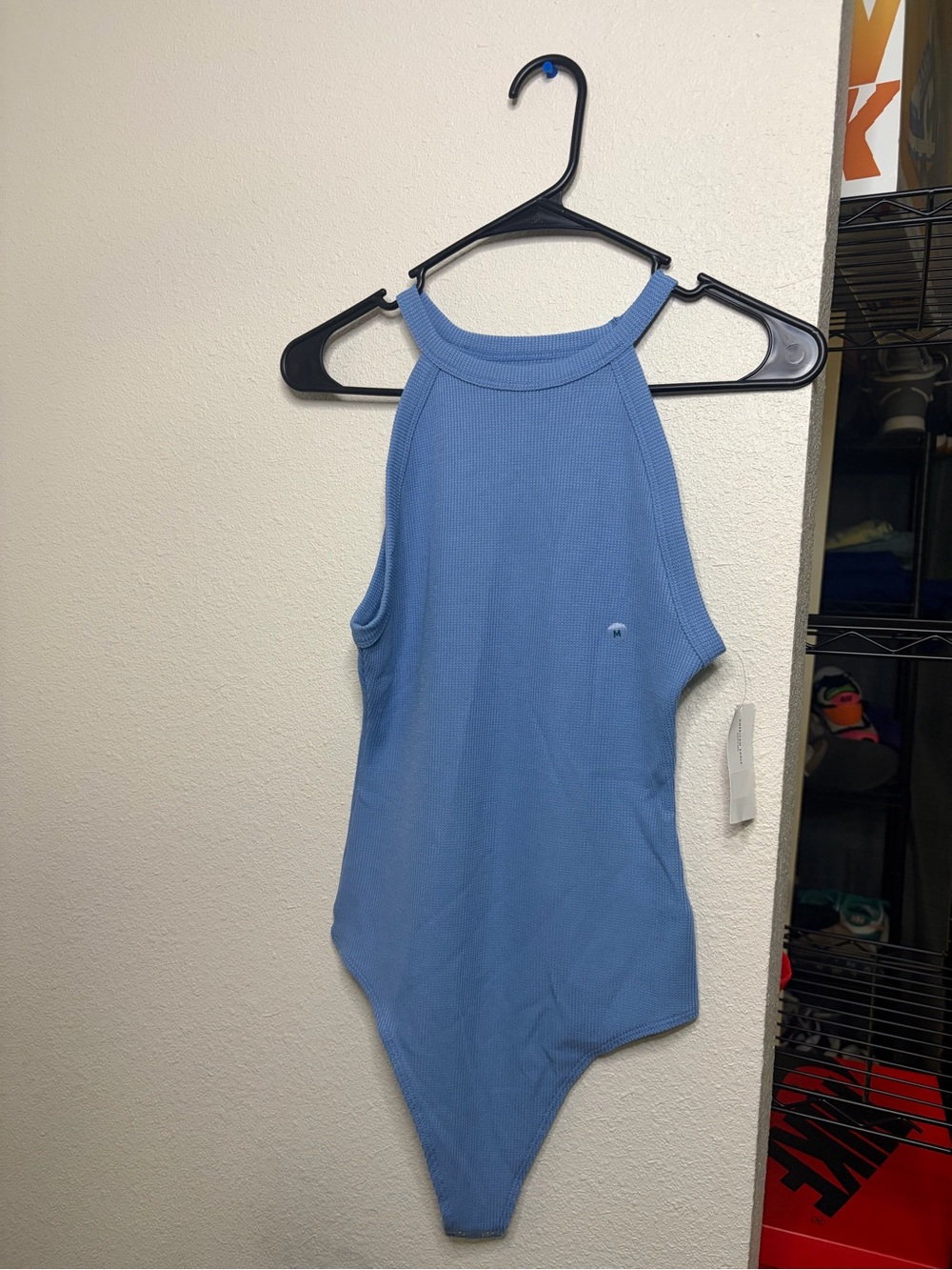 American Eagle Blue Ribbed Halter Top